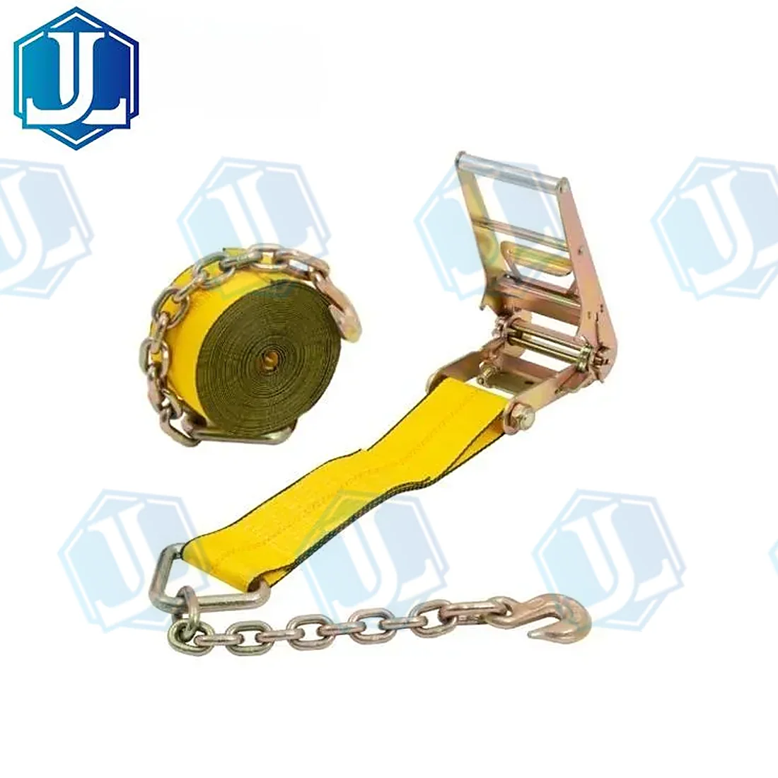 4inch ratchet strap with chain anchor (Item No. 58) — Ratchet Tie Down manufactured by Zhejiang Jingli, China