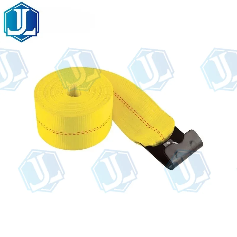 4inch winch strap with flat hook (Item No. 73) — Ratchet Tie Down manufactured by Zhejiang Jingli, China