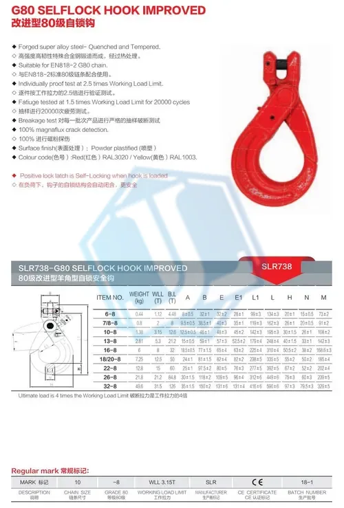 Grade 80 G80 Hook — Clevis Self Locking Safety Hook (Item No. 189) — Rigging hardware image 2 of 4