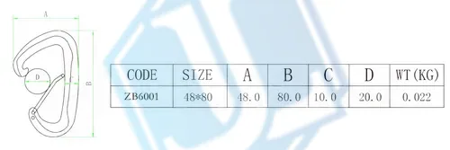 7075 Aviation aluminum carabiner — 12 kN · wire-gate (Item No. 175) — Chain image 2 of 4