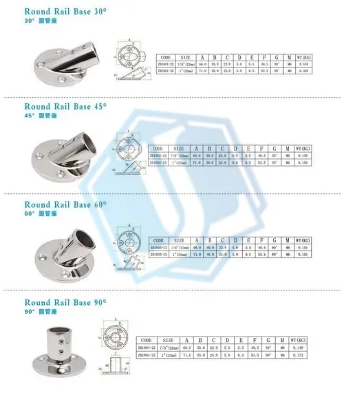 Marine Boat Base — 30 45 60 90 Degree Round Base (Item No. 250) — Marine Hardware image 2 of 4