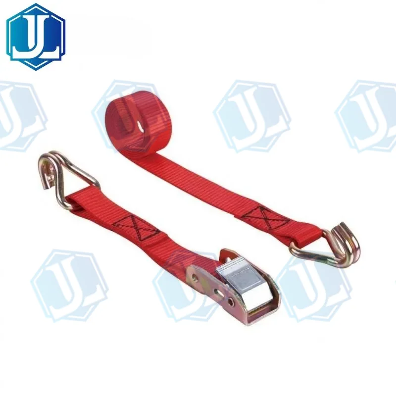 cam buckle strap with hook — zinc-alloy buckle · double J hook (Item No. 64) — Ratchet Tie Down manufactured by Zhejiang Jingli, China