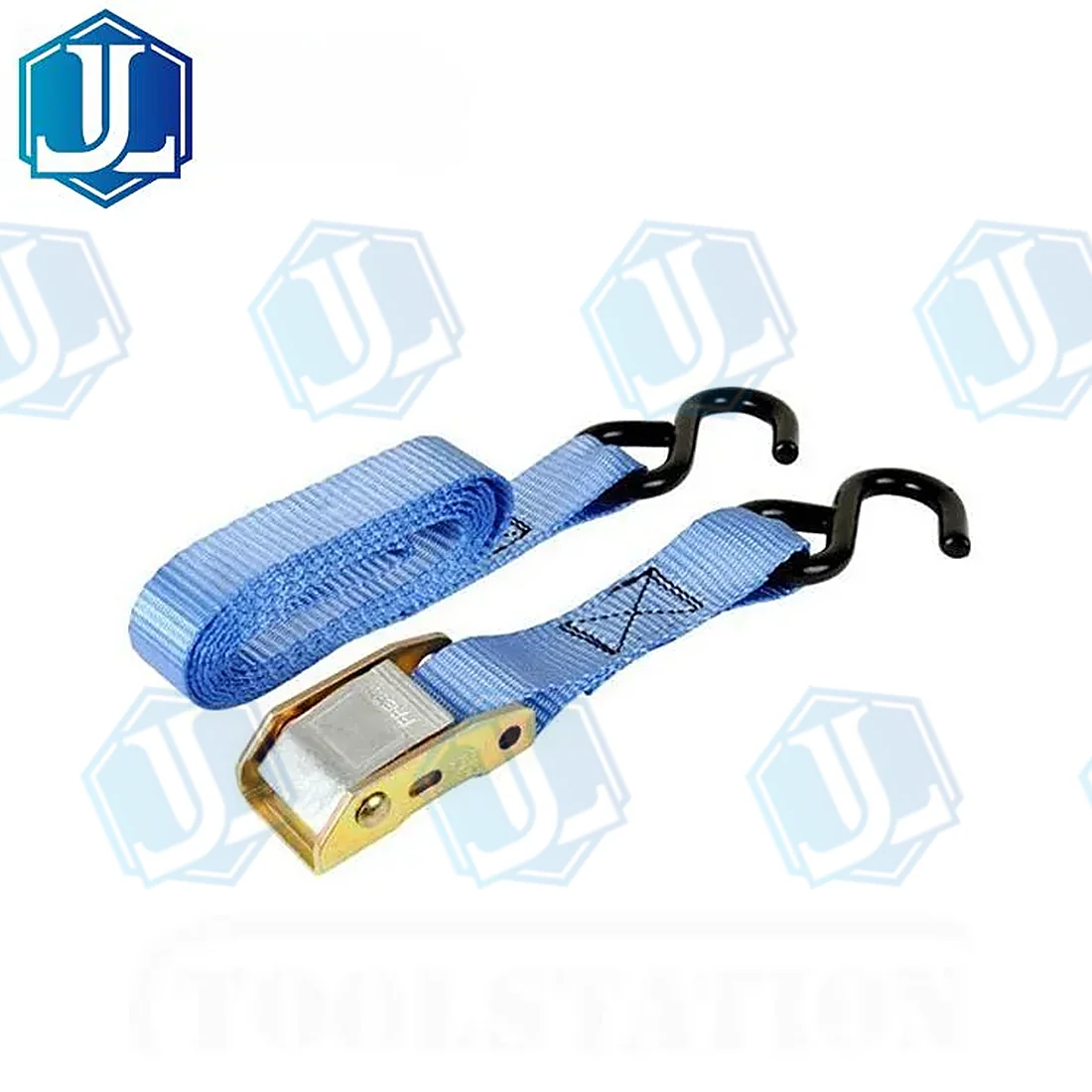 cam buckle strap with hook — 1″ · 25 mm buckle · S hook (Item No. 62) — Ratchet Tie Down manufactured by Zhejiang Jingli, China