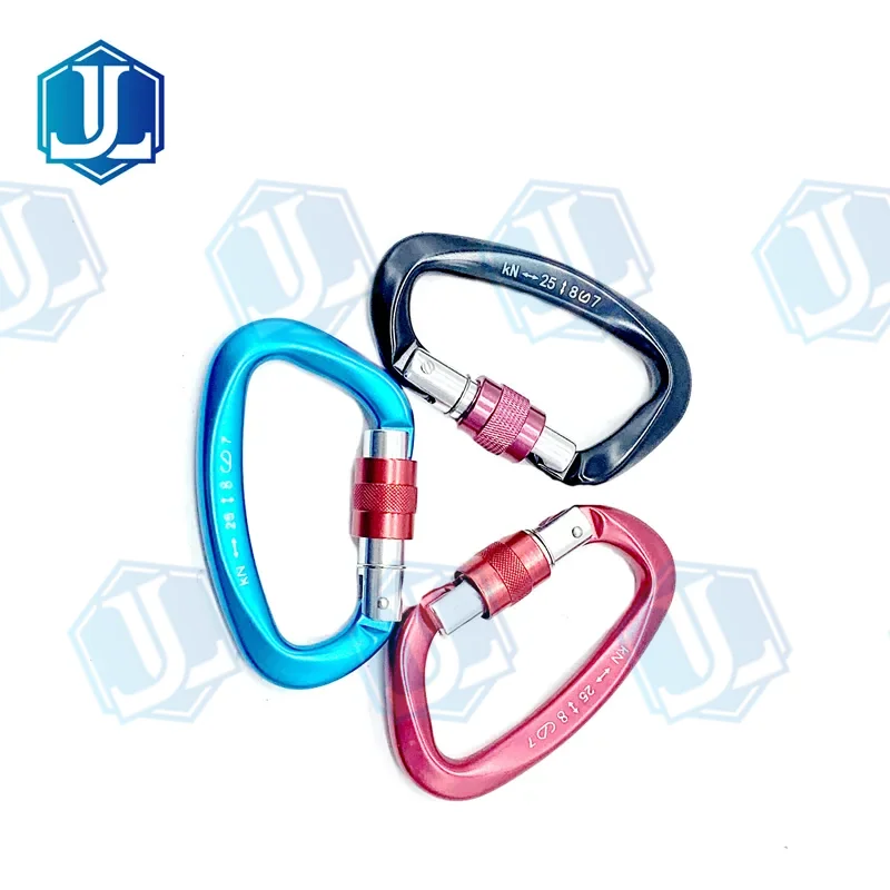 7075 Aviation aluminum carabiner — 25 kN · screw-gate main lock (Item No. 178) — Chain manufactured by Zhejiang Jingli, China